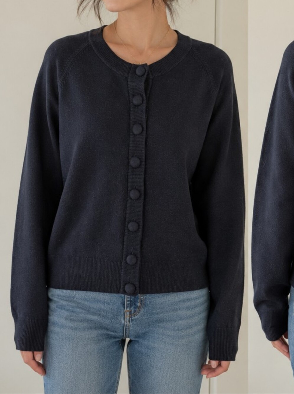 Cashmere Touch Black Button Front Cardigan Sweater Size Large Soft Knit